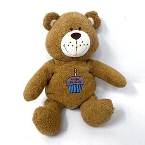 Kids II Happy Birthday Bear Plush Musical Singing Teddy Cupcake Vintage 2002